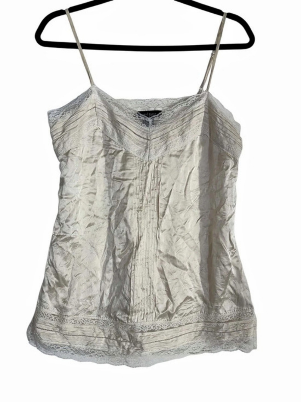 White House Black Market Silk Lace Camisole in Cream Size Small
